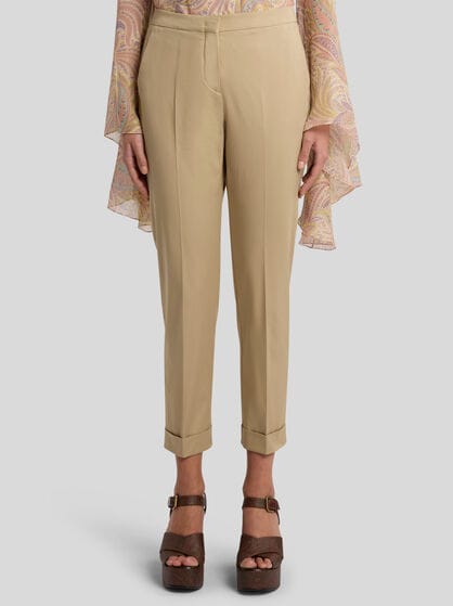 CROPPED STRETCH COTTON TROUSERS