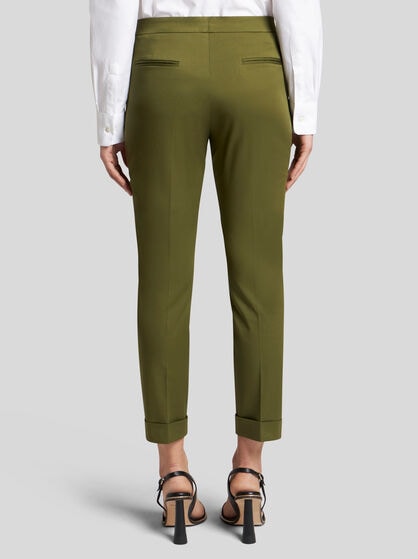 CROPPED STRETCH COTTON TROUSERS