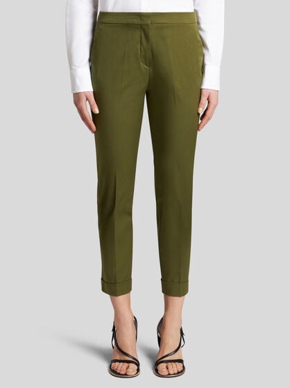 CROPPED STRETCH COTTON TROUSERS