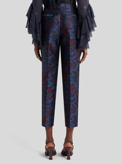 SILK-BLEND JACQUARD CIGARETTE TROUSERS