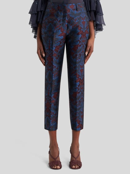 SILK-BLEND JACQUARD CIGARETTE TROUSERS