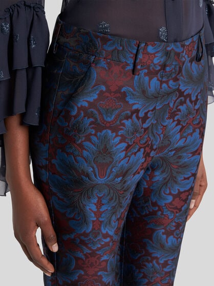 SILK-BLEND JACQUARD CIGARETTE TROUSERS