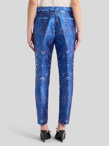 FLORAL JACQUARD CIGARETTE TROUSERS