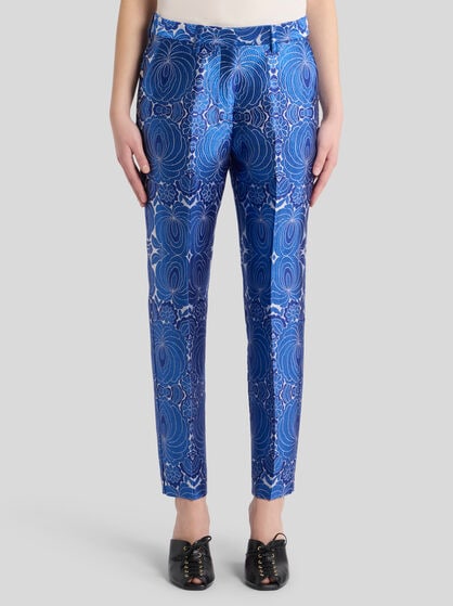 FLORAL JACQUARD CIGARETTE TROUSERS