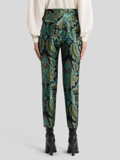 CIGARETTE TROUSERS WITH FLOWER AND BEE JACQUARD MOTIF