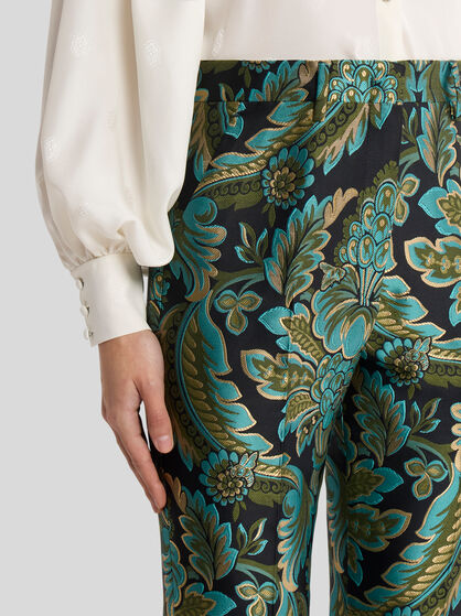 CIGARETTE TROUSERS WITH FLOWER AND BEE JACQUARD MOTIF