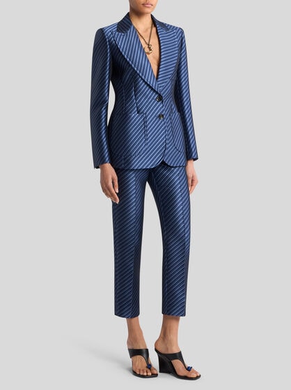DIAGONAL JACQUARD CIGARETTE TROUSERS