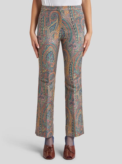 FLARED PAISLEY JACQUARD TROUSERS