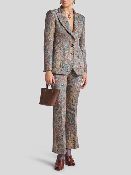 FLARED PAISLEY JACQUARD TROUSERS