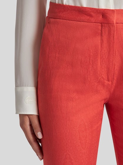 COTTON JACQUARD TROUSERS WITH MEDALLION MOTIF