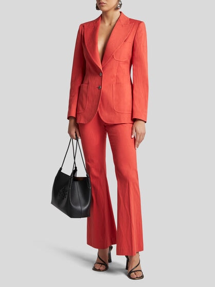 COTTON JACQUARD TROUSERS WITH MEDALLION MOTIF
