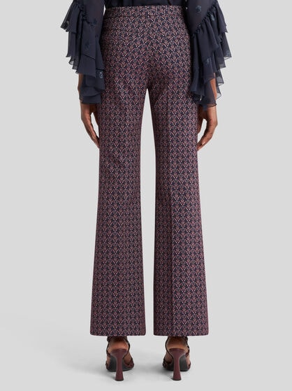 FLARED COTTON-BLEND JACQUARD TROUSERS