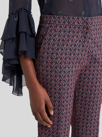FLARED COTTON-BLEND JACQUARD TROUSERS
