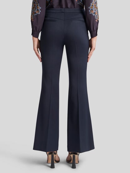 FLARED STRETCH GABARDINE TROUSERS
