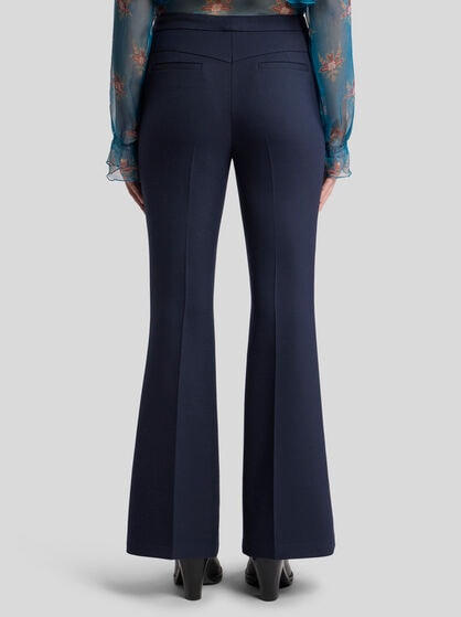 FLARED WOOL-BLEND TRICOTINE TROUSERS