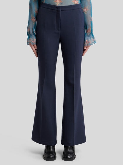 FLARED WOOL-BLEND TRICOTINE TROUSERS