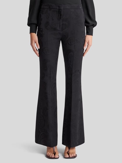 FLARED PAISLEY JACQUARD TROUSERS