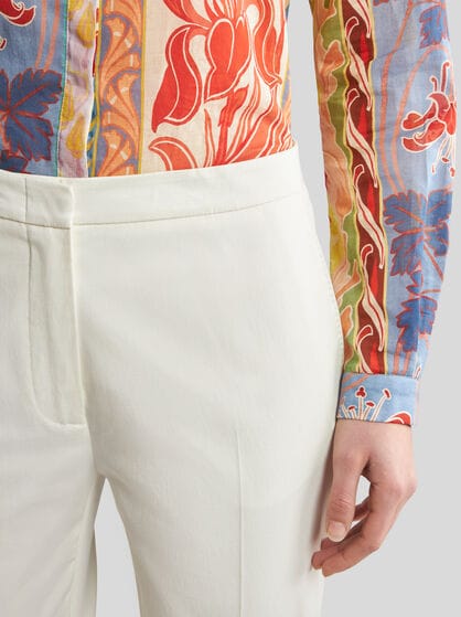 FLARED STRETCH COTTON TROUSERS