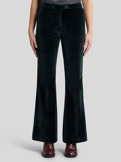 FLARED STRETCH COTTON VELVET TROUSERS