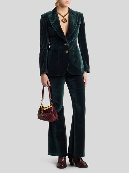 FLARED STRETCH COTTON VELVET TROUSERS