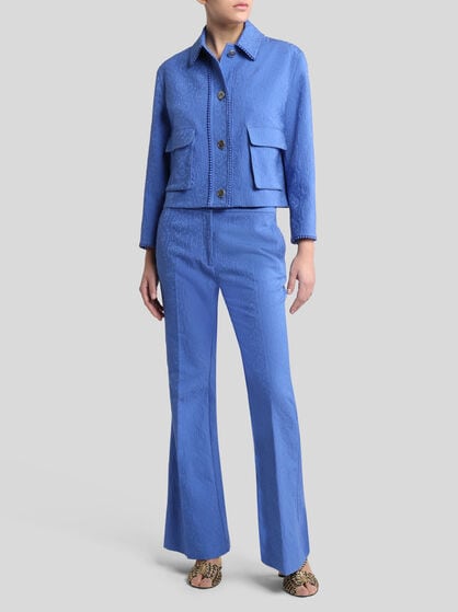 FLARED PAISLEY JACQUARD TROUSERS