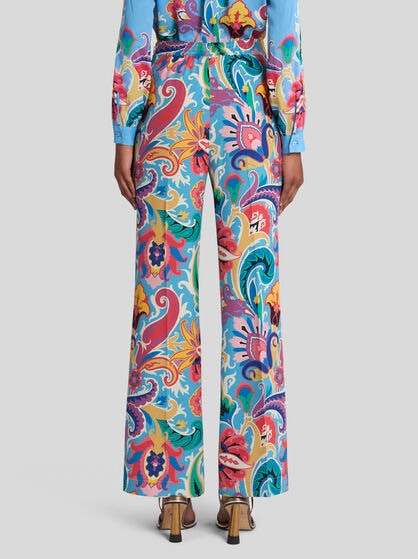 SILK TROUSERS WITH FLORAL PRINT