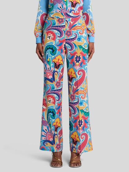 SILK TROUSERS WITH FLORAL PRINT