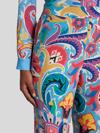SILK TROUSERS WITH FLORAL PRINT