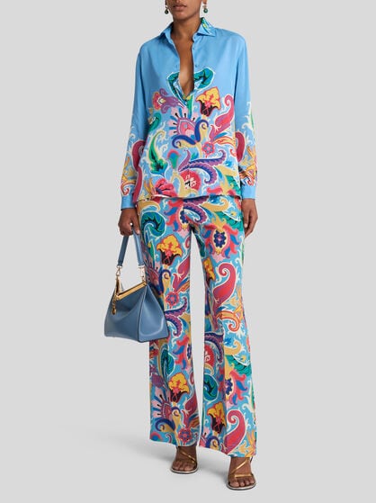 SILK TROUSERS WITH FLORAL PRINT