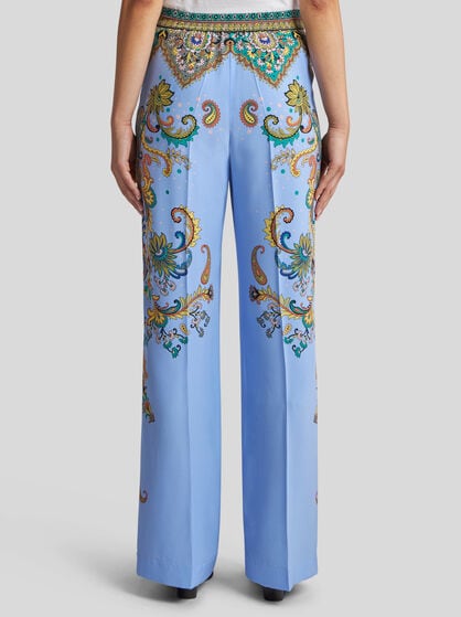 FLORAL SILK TROUSERS