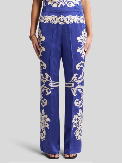 FLORAL JACQUARD PALAZZO TROUSERS