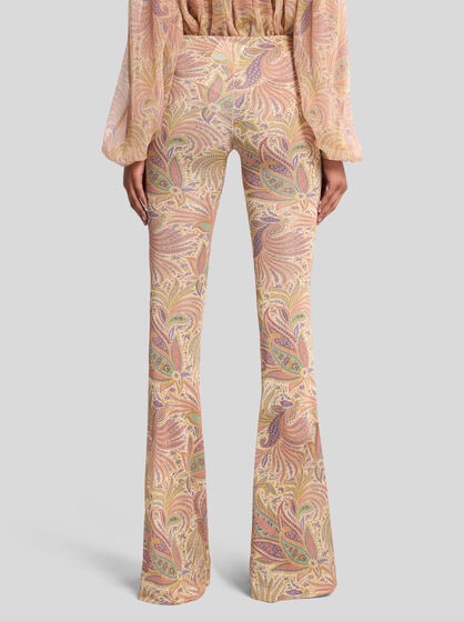 FLARED PAISLEY FOLIAGE TROUSERS
