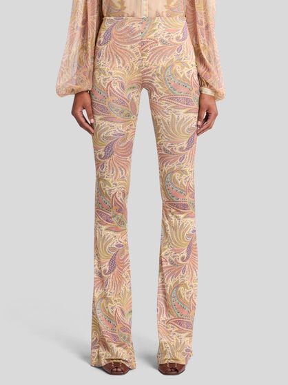 FLARED PAISLEY FOLIAGE TROUSERS