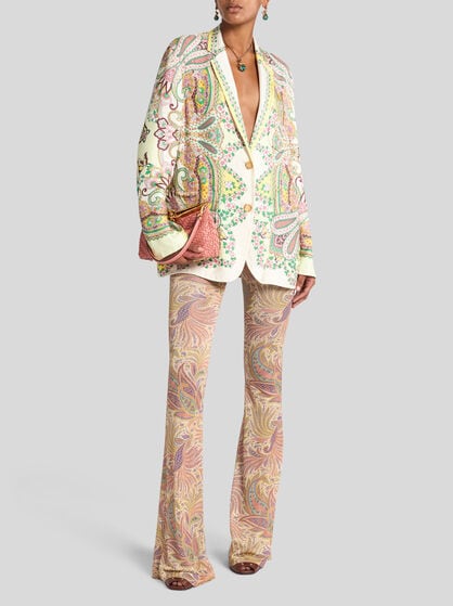FLARED PAISLEY FOLIAGE TROUSERS
