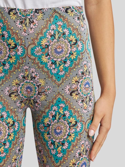 FLARED FLORAL MEDALLION TROUSERS