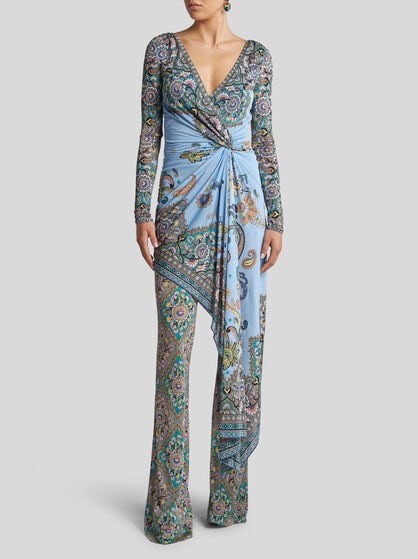 FLARED FLORAL MEDALLION TROUSERS
