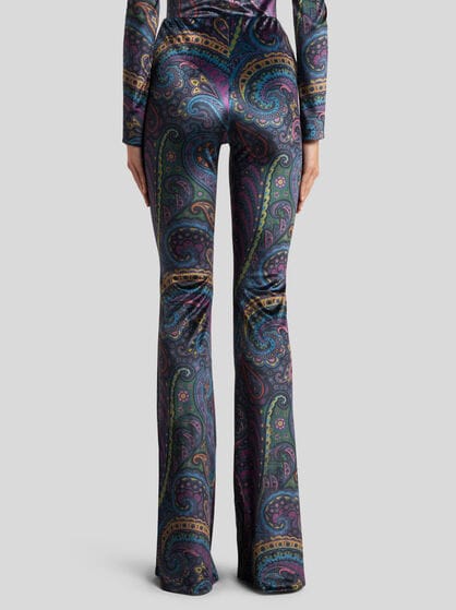 FLARED PRINTED CHENILLE TROUSERS