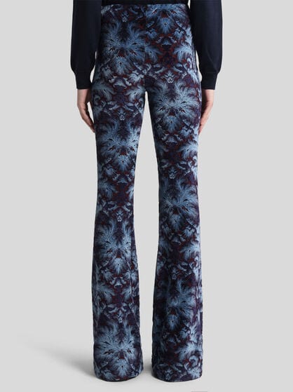 FLARED JERSEY AND CHENILLE JACQUARD TROUSERS