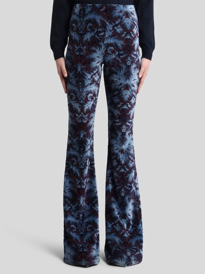 FLARED JERSEY AND CHENILLE JACQUARD TROUSERS