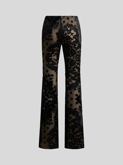 TULLE AND JACQUARD VELVET TROUSERS