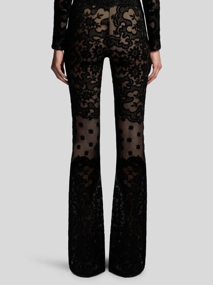 TULLE AND JACQUARD VELVET TROUSERS