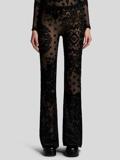 TULLE AND JACQUARD VELVET TROUSERS