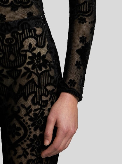 TULLE AND JACQUARD VELVET TROUSERS