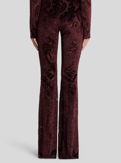 JACQUARD CHENILLE TROUSERS WITH LACE EFFECT