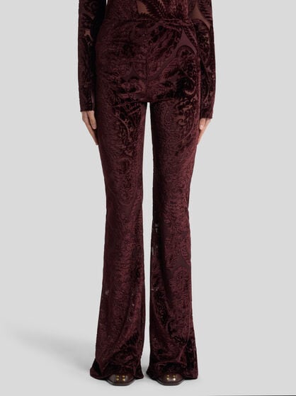 JACQUARD CHENILLE TROUSERS WITH LACE EFFECT