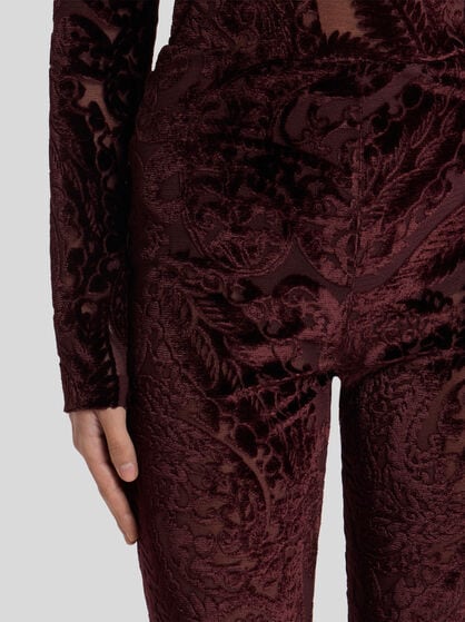 JACQUARD CHENILLE TROUSERS WITH LACE EFFECT