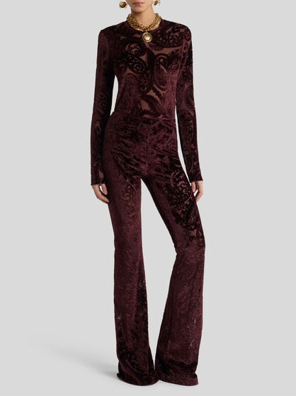 JACQUARD CHENILLE TROUSERS WITH LACE EFFECT