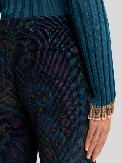 PRINTED CORDUROY VELVET TROUSERS