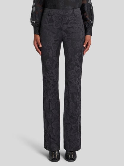 TONE-ON-TONE JACQUARD TROUSERS
