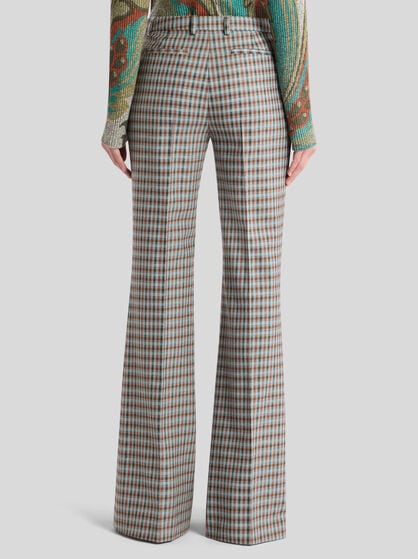 WOOL-BLEND GINGHAM TROUSERS